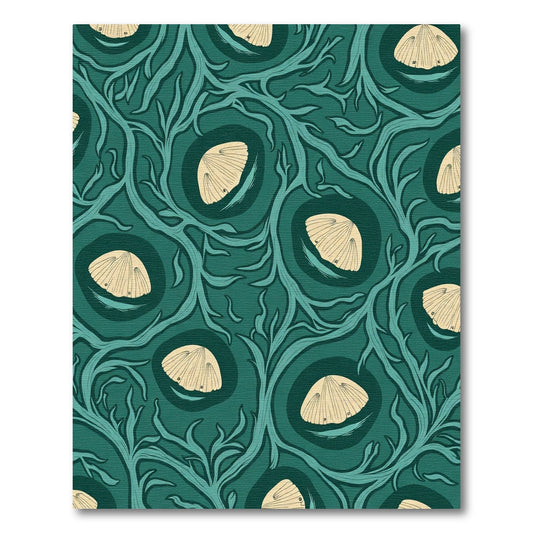 Emerald Green Scallop Vine Art Nouveau Rug