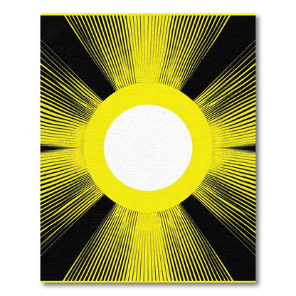 Radiant Yellow Sunburst Black Rug