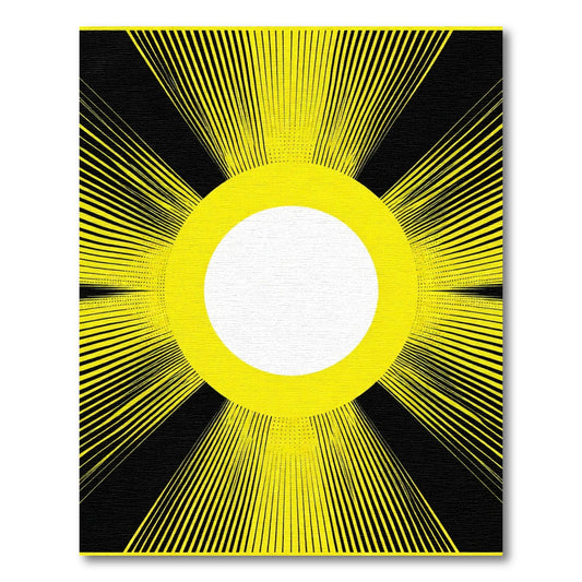 Radiant Yellow Sunburst Black Rug
