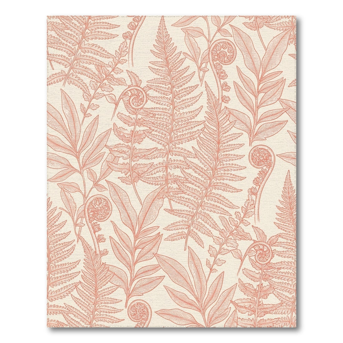 Coral Fern Fronds Fiddlehead Botanical Rug