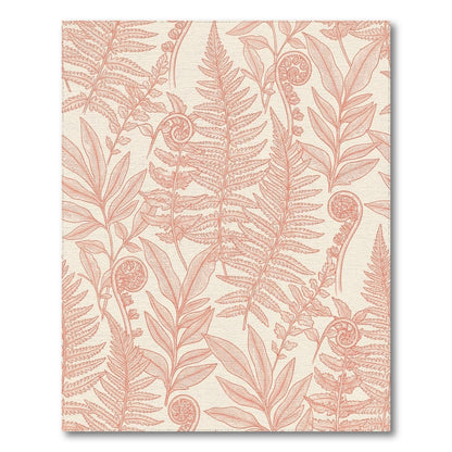 Coral Fern Fronds Fiddlehead Botanical Rug