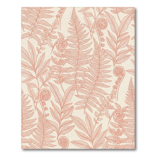 Coral Fern Fronds Fiddlehead Botanical Rug
