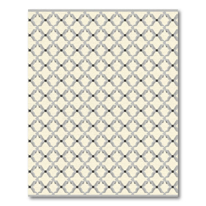 Cream And Gray Geometric Lattice Rug