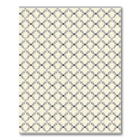 Cream And Gray Geometric Lattice Rug