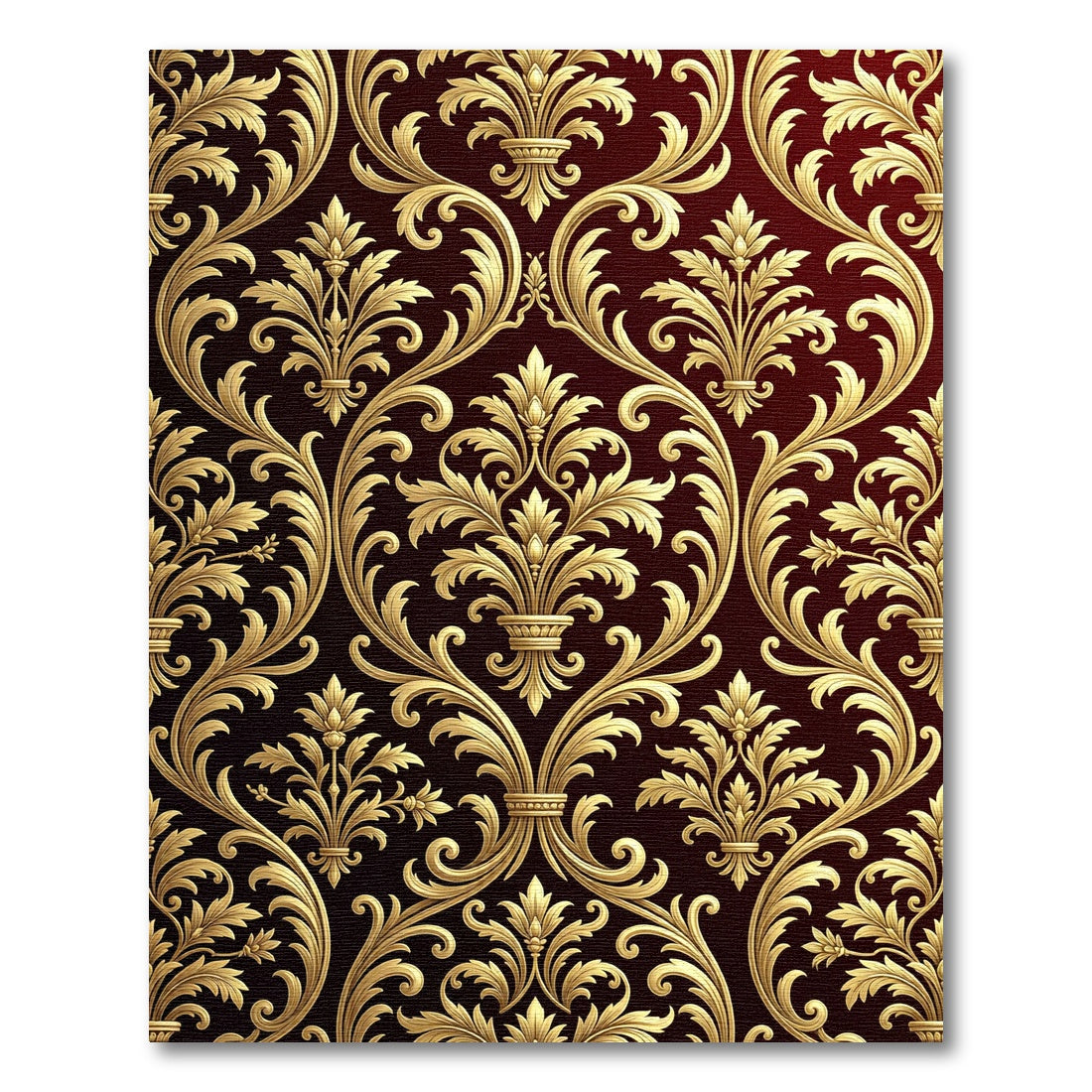 Ornate Gold Damask Vine Rug