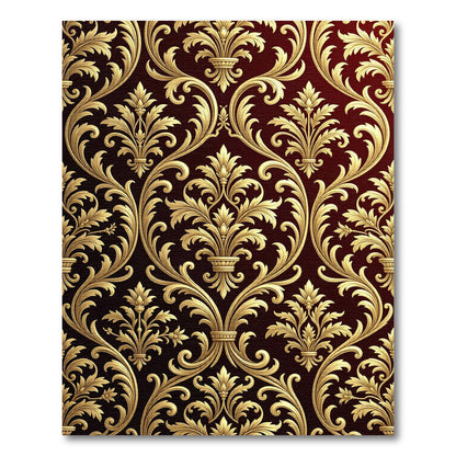 Ornate Gold Damask Vine Rug
