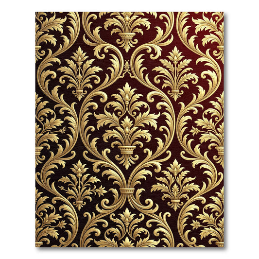 Ornate Gold Damask Vine Rug