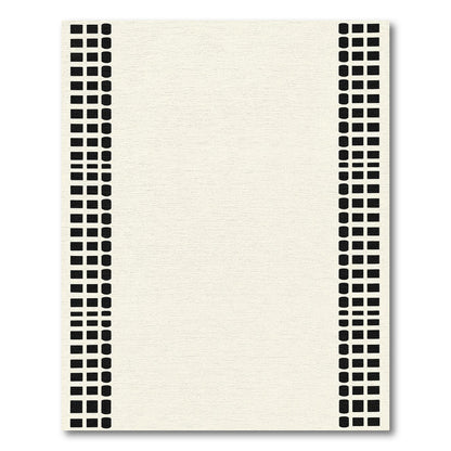 Black Rectangular Grid Vertical Stripes Rug