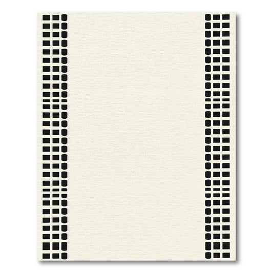 Black Rectangular Grid Vertical Stripes Rug