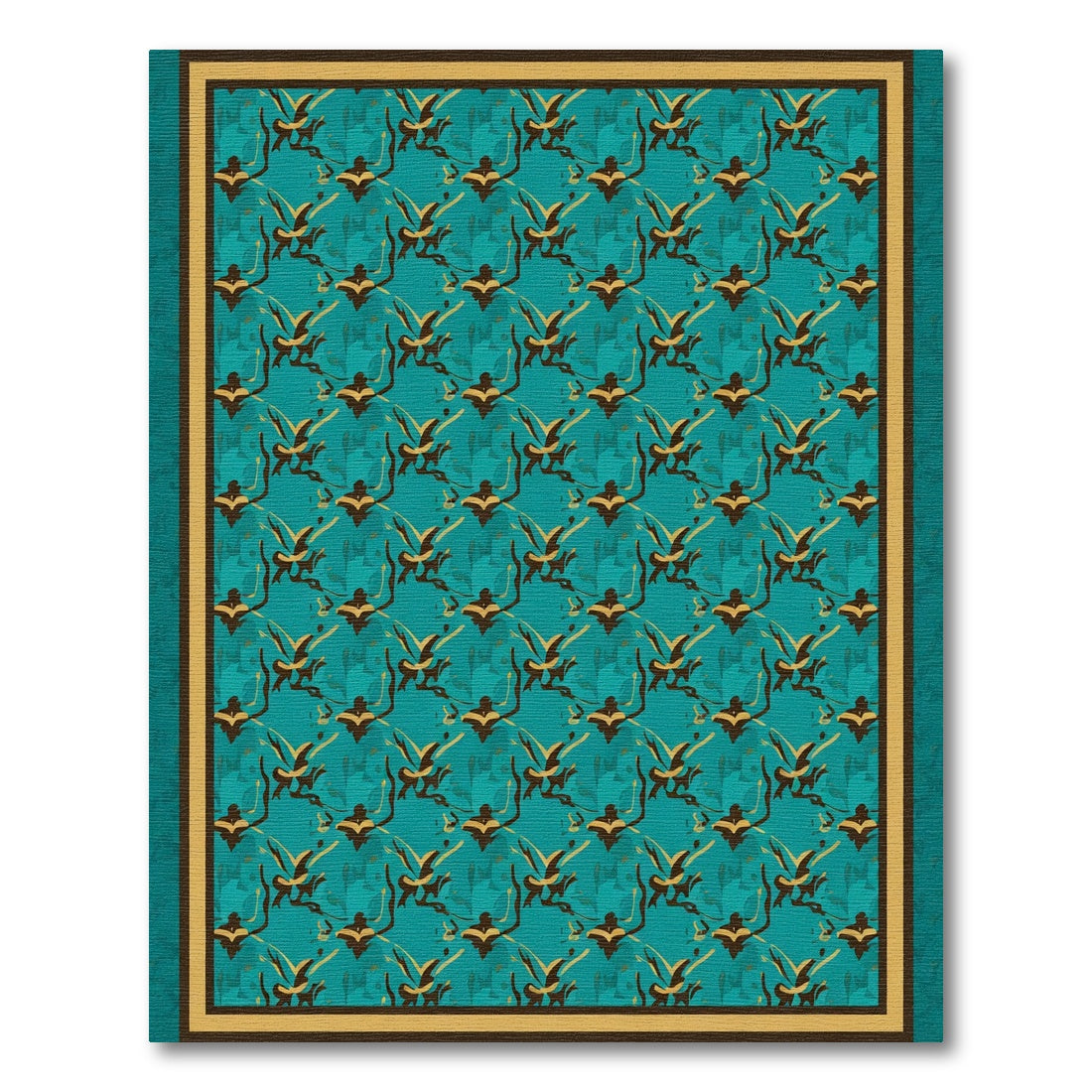 Emerald Aqua Bird Motif Rug