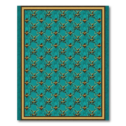 Emerald Aqua Bird Motif Rug