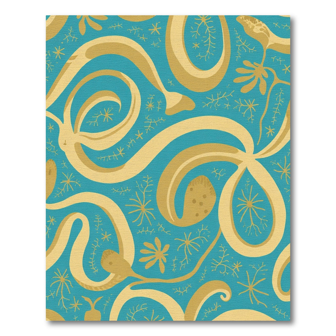 Golden Swirls Seaweed Teal Rug