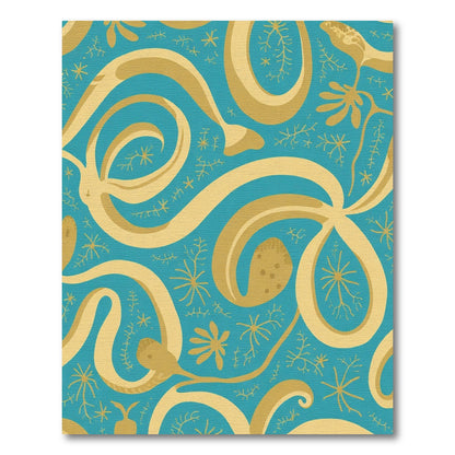 Golden Swirls Seaweed Teal Rug