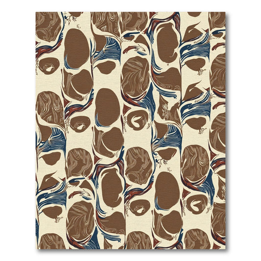 Earthy Brown Blue Organic Shapes Rug