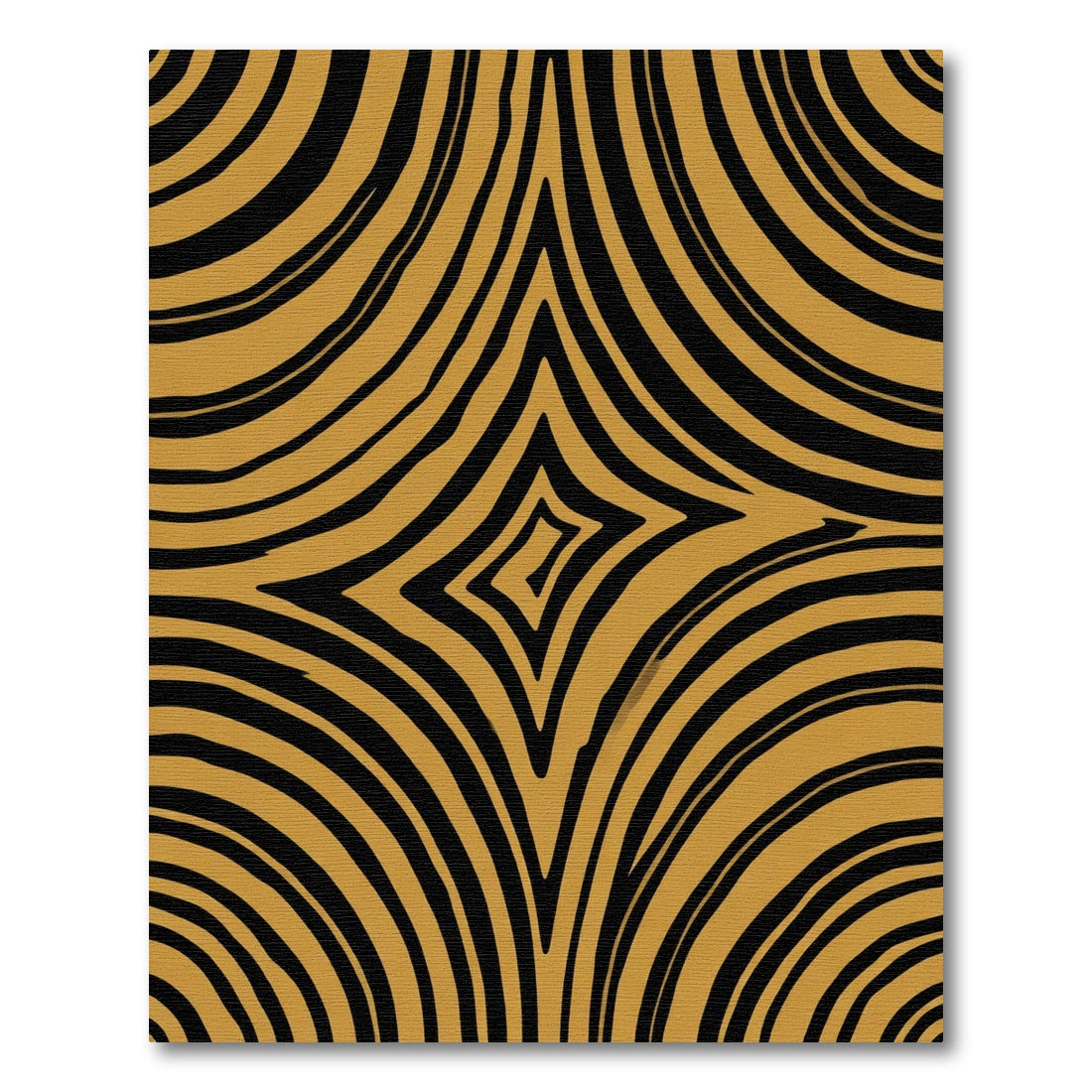 Golden Black Curved Lines Rhombus Rug