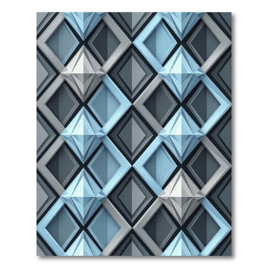 Modern Geometric Diamond Luminous Blue Rug