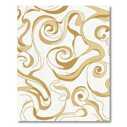 Golden Swirl Abstract Flow Rug
