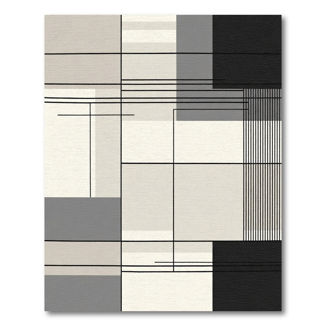 Modern Geometric Blocks Lines Rug