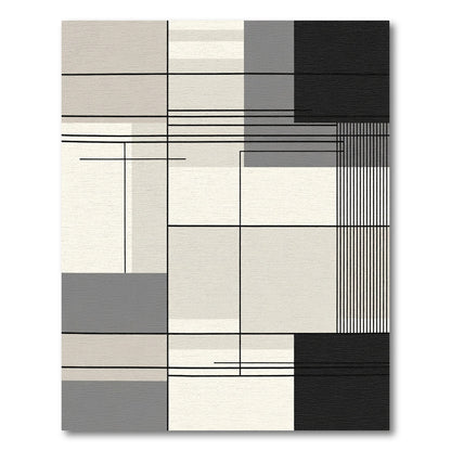 Modern Geometric Blocks Lines Rug
