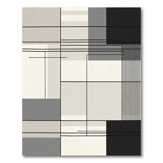 Modern Geometric Blocks Lines Rug