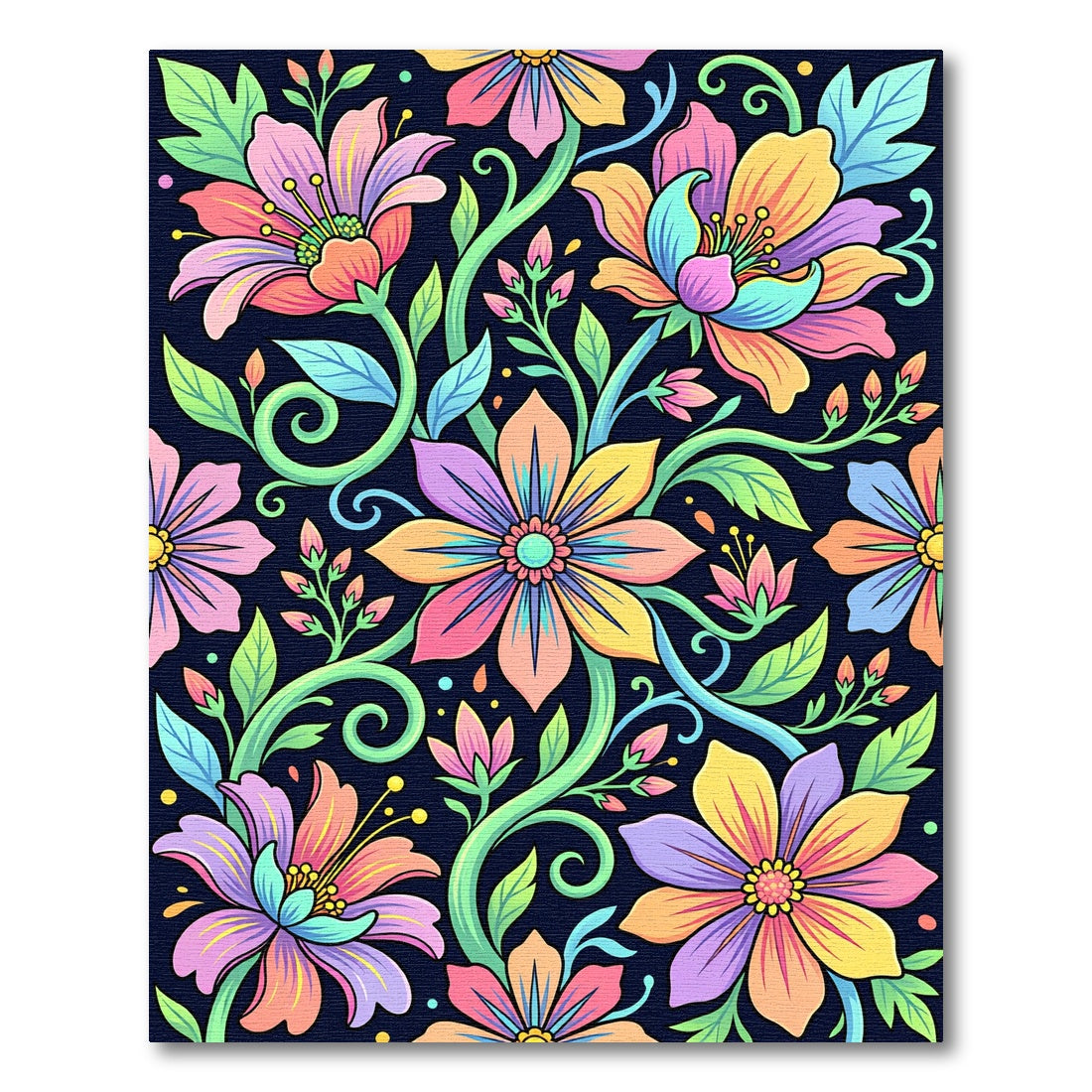 Vibrant Pastel Floral Enchanted Garden Rug