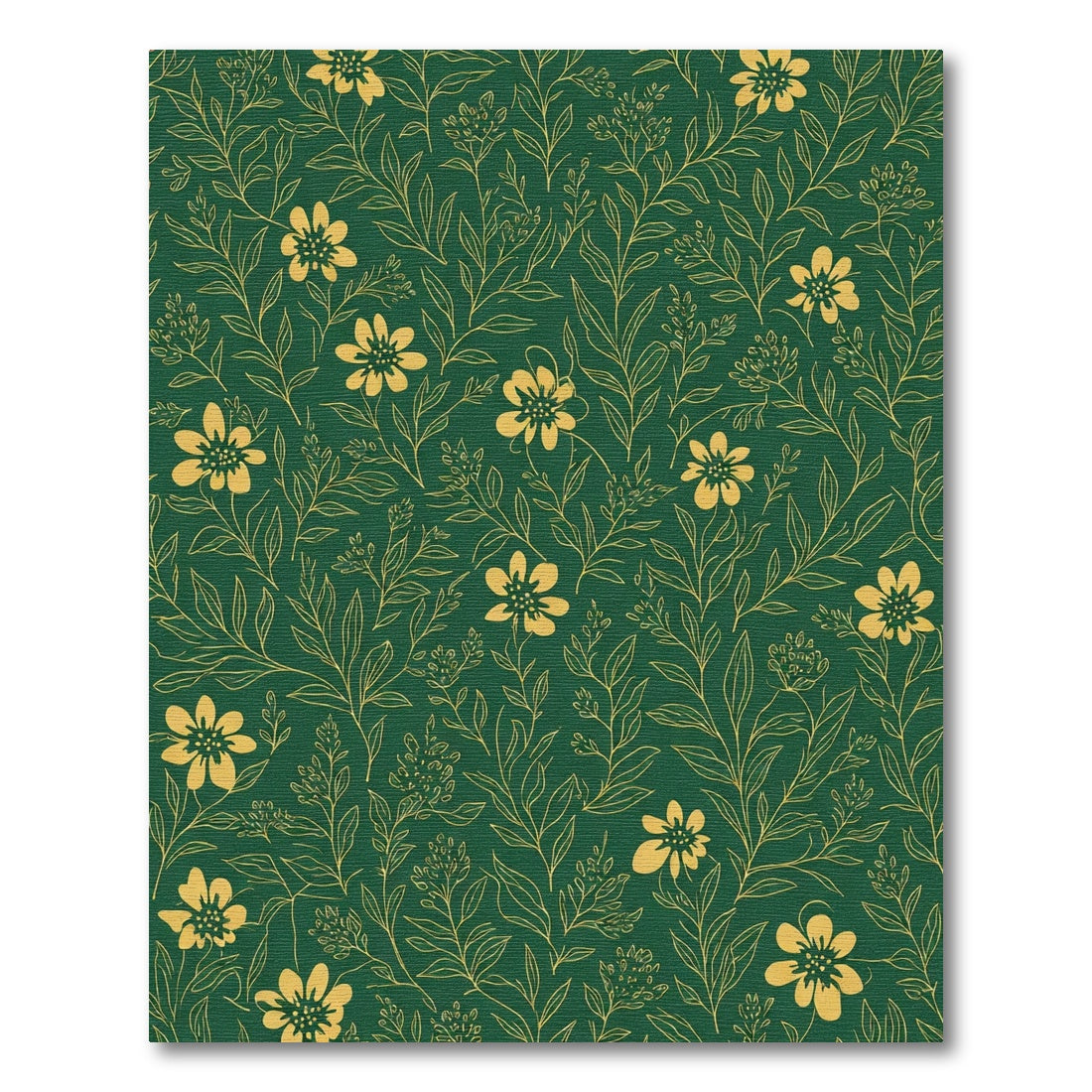 Emerald Green Gold Floral Vine Rug