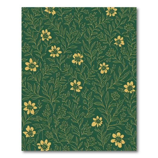 Emerald Green Gold Floral Vine Rug