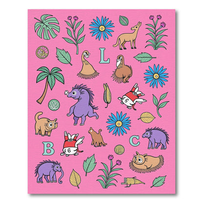 Whimsical Creatures and Tropical Flora Rug