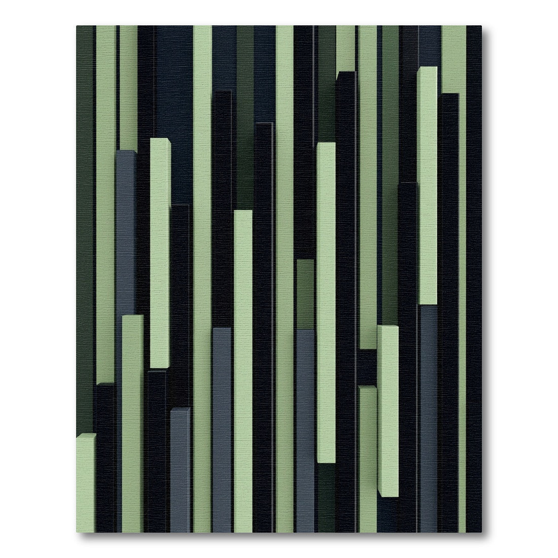 Modern Sage and Charcoal Vertical Stripe Rug
