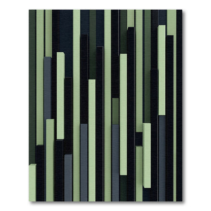 Modern Sage and Charcoal Vertical Stripe Rug
