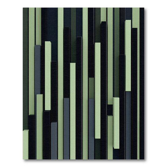 Modern Sage and Charcoal Vertical Stripe Rug