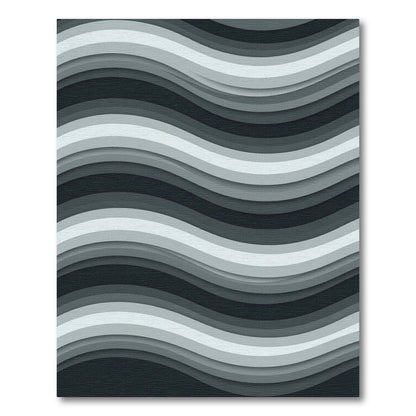 Monochromatic Gray Layered Wave Rug