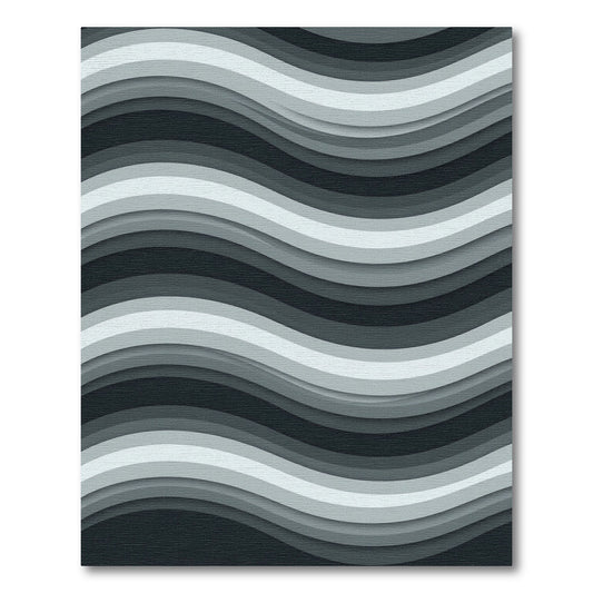 Monochromatic Gray Layered Wave Rug