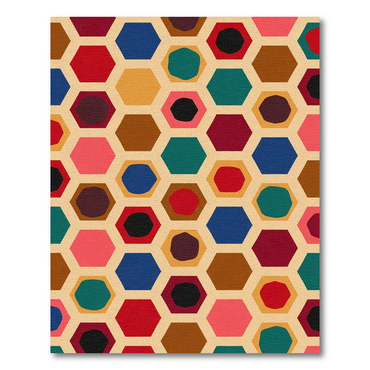Retro Geometric Hexagon Colors Rug