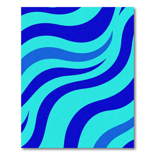 Deep Blue Aqua Swirl Waves Rug