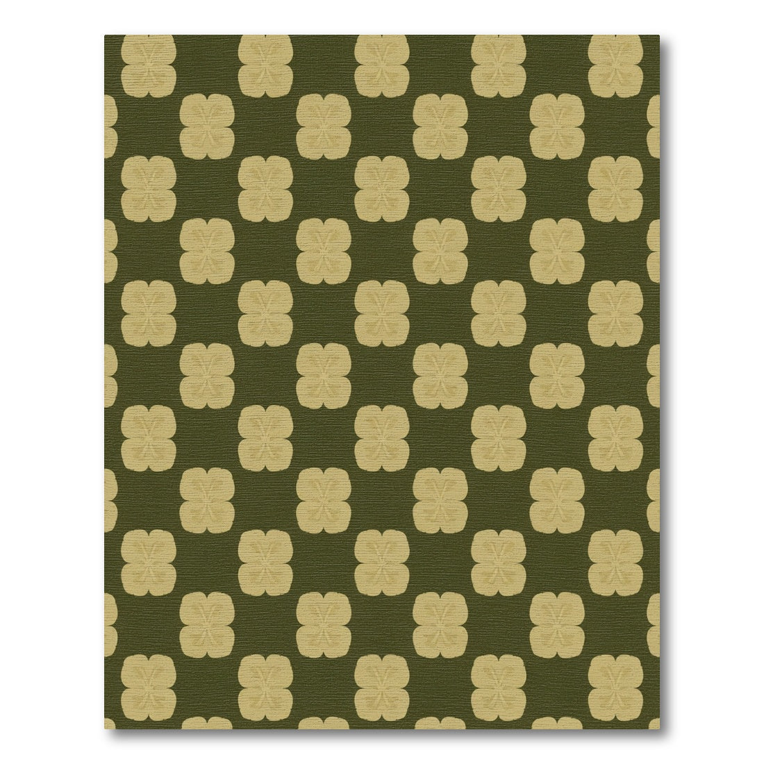 Olive Green Gold Quatrefoil Flowers Rug