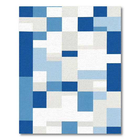 Abstract Blue Rectangles Composition Rug