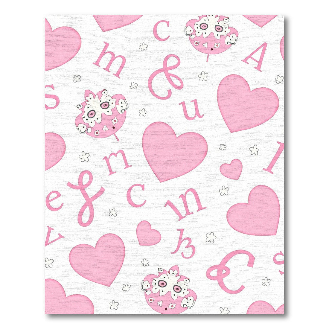 Pink Heart Alphabet Collage Rug