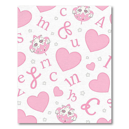 Pink Heart Alphabet Collage Rug