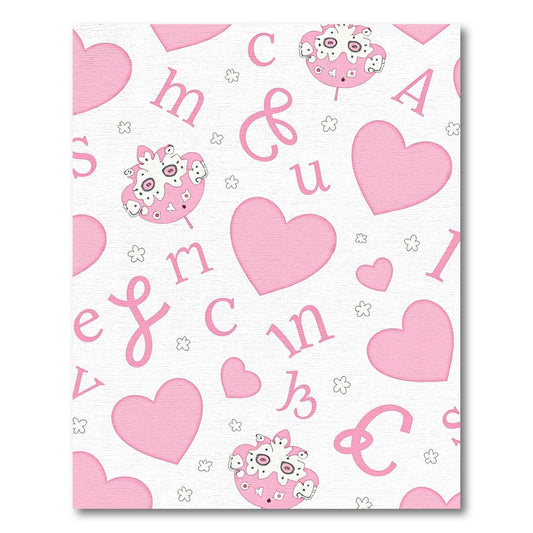 Pink Heart Alphabet Collage Rug