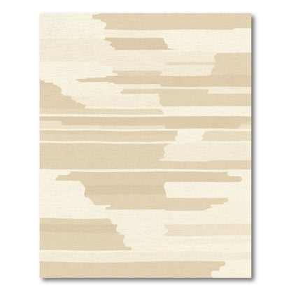 Soft Beige Brushstroke Horizontal Lines Rug