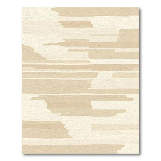Soft Beige Brushstroke Horizontal Lines Rug
