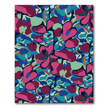 Vibrant Pink Blue Abstract Floral Bloom Rug