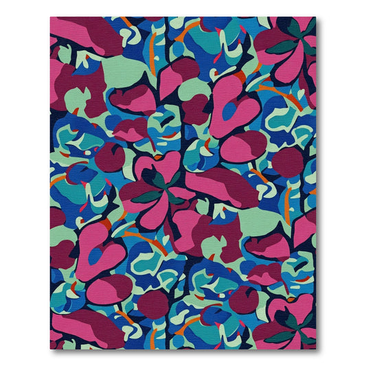 Vibrant Pink Blue Abstract Floral Bloom Rug