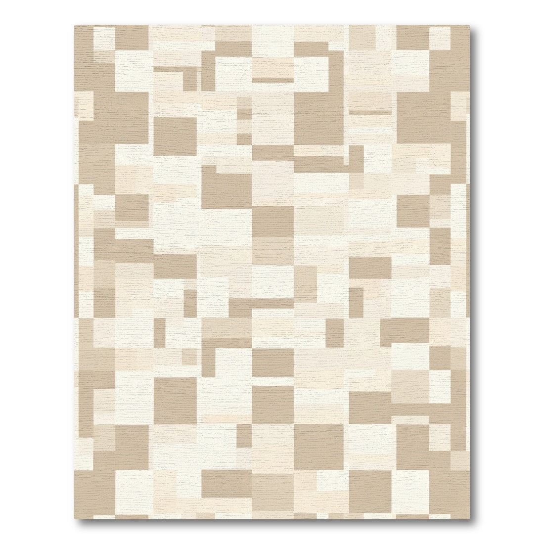 Neutral Beige Abstract Geometric Blocks Rug