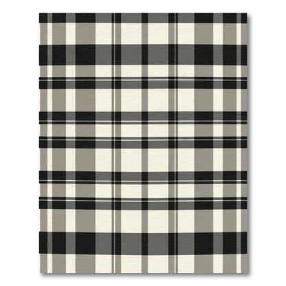 Classic Black White Beige Plaid Rug