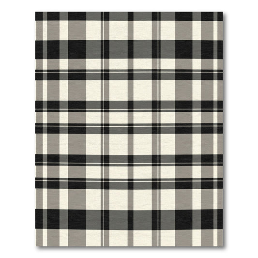 Classic Black White Beige Plaid Rug
