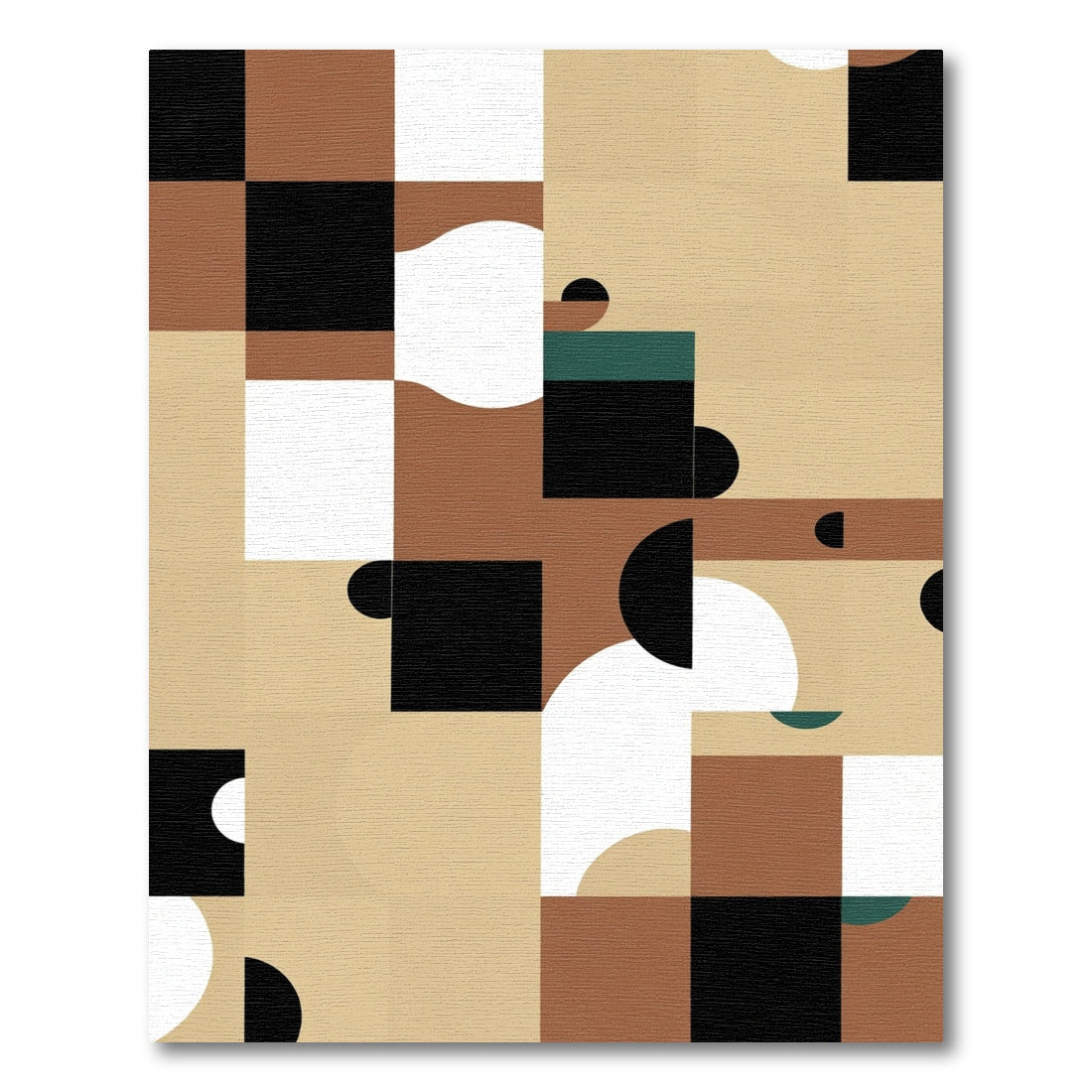 Abstract Earthy Tone Geometric Composition Rug
