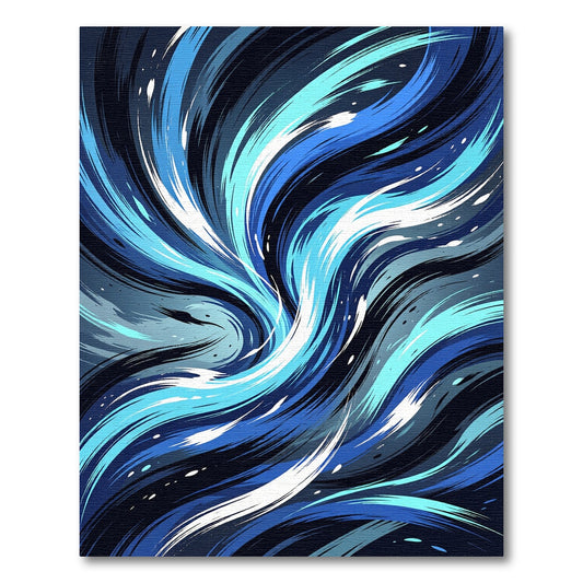 Dynamic Blue Swirl Motion Abstract Rug