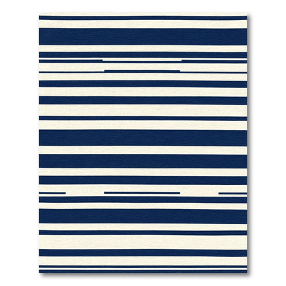Deep Blue Cream Stripe Accordion Rug
